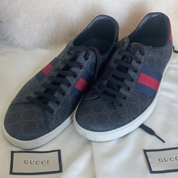 Gucci Men's Monogram Leather Sneakers - Picture 1 of 7
